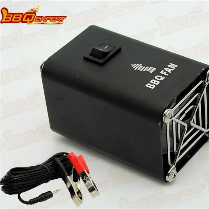 Čierny hliníkový elektrický štartér s ventilátorom na grilovanie na grile 12 V ventilátor na grilovanie s aligátorovou svorkou FD315A(S)